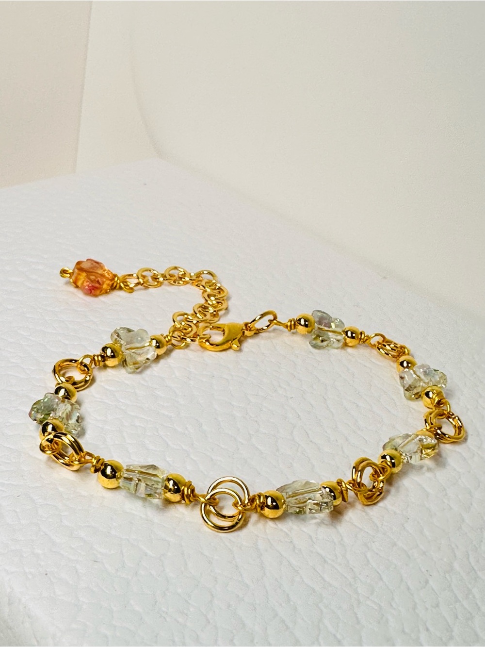 Swarovski Crystal beads Bracelet with Clear and Amber Accents - Picture 8 of 12